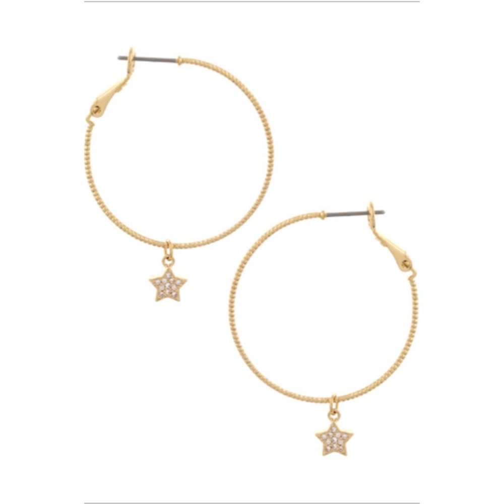 Bluebell Star Charm Hoops Gold One Size NWT